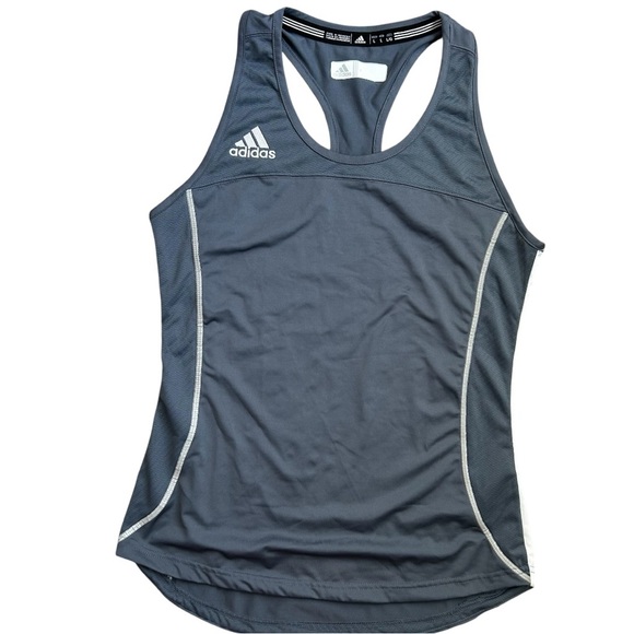 ADIDAS Women’s Climacool Racerback Tank Top Onyx Gray/White Compression L‎ - Picture 1 of 13